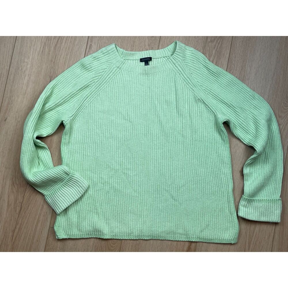 Talbots Mint Green Ribbed Cotton Wool Blend Sweater – Size L